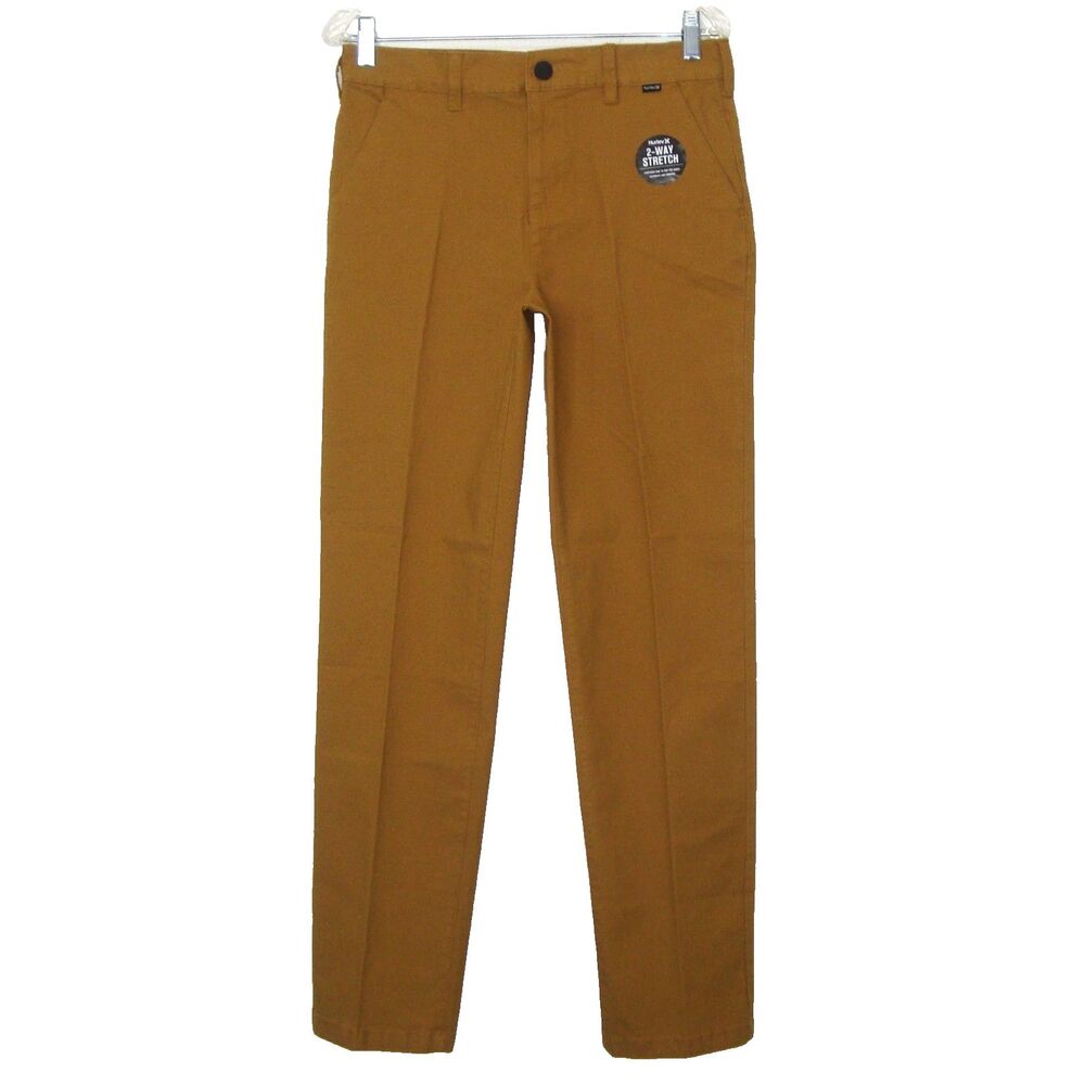 NWT Hurley Big Boys Stretch Canvas Straight Pants Muted Bronze